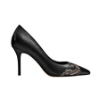 2019 High Heel Stiletto Women's Pumps black genuine leather x19-c077c Ladies Women custom Dress Shoes Heels For Lady